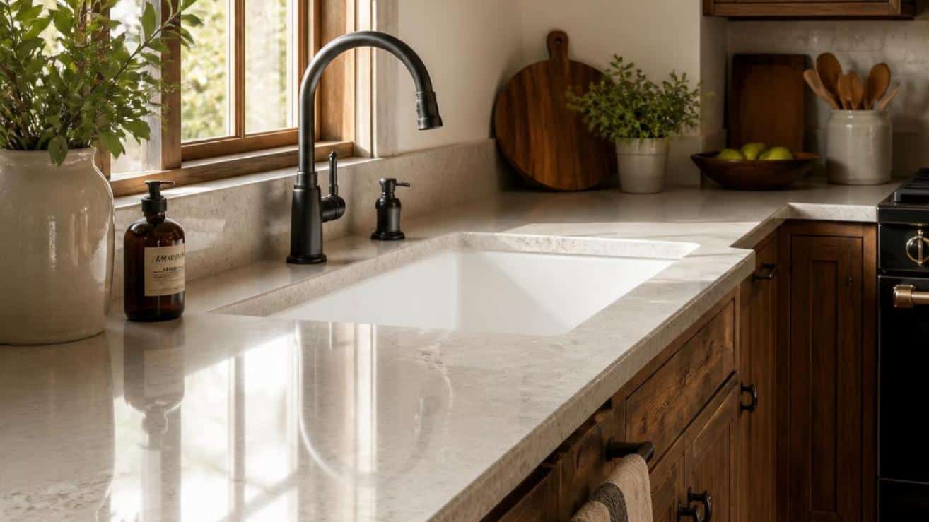 farmhouse vs workstation sink with stone New Berlin