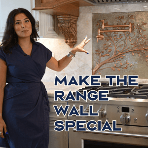 decorative range wall with Taj Mahal quartzite backsplash